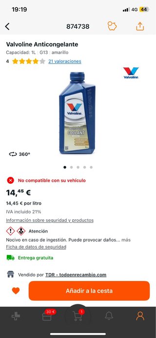 Anticongelante Valvoline Multi-Vehicle 5L y 1L