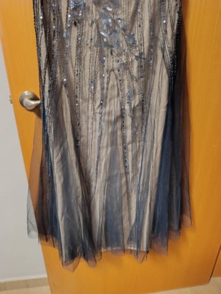 Vestido Rosa Clará ceremonia beige/azul azafata
