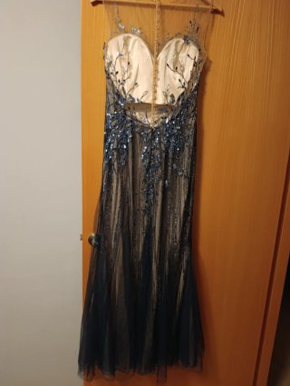 Vestido Rosa Clará ceremonia beige/azul azafata