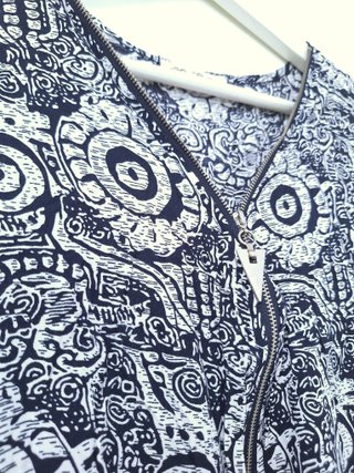 Mono Largo Azul Marino Estampado  L-XL