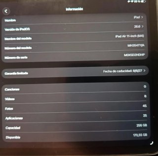 Ipad air m4 2026-256 gb, estado 10/10 con funda