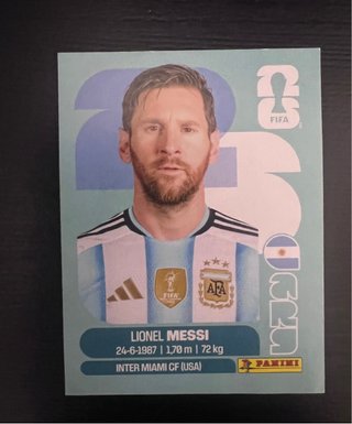 Cromo de panini Messi Mundial 2026