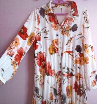 Vestido largo gasa estampado floral