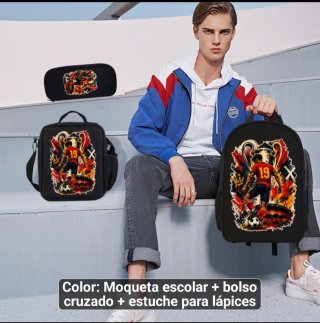 Mochila, Bolso Cruzado y Estuche Fútbol