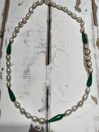 Collar Perlas y Malaquitas