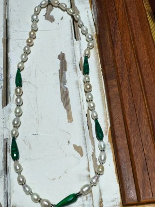 Collar Perlas y Malaquitas