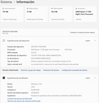 PC Gaming RTX Ryzen SSD 512Gb 16Gb RAM Ordenador