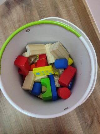 Cubo Juguettos Bloques de Madera 100 Piezas
