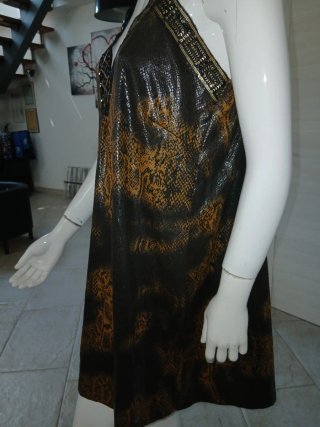 Abito rock animalier nero e marrone
