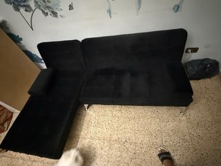 Sofá Chaise Longue Negro Terciopelo 198x150
