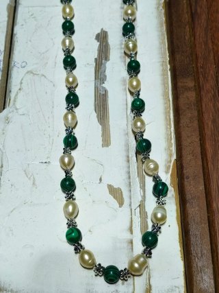 Collar Perlas y Malaquitas
