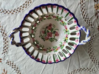 Cesta porcelana pintada a mano