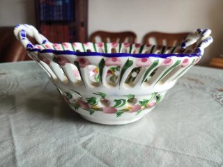 Cesta porcelana pintada a mano