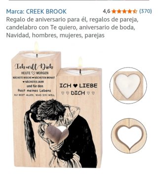 Candelabro Pareja Enamorados Ich Liebe Dich