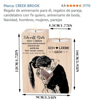 Candelabro Pareja Enamorados Ich Liebe Dich
