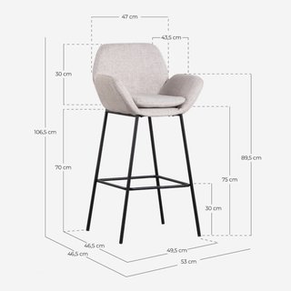 Dos taburetes altos boucle beige 75cm