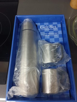Set Termo 1000ml y 2 Tazas 220ml Inox