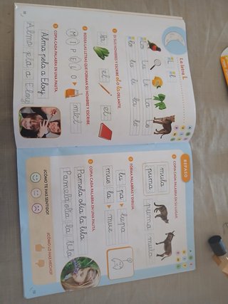 Libro de texto, cuaderno y lectoescritura