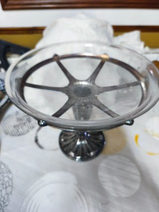 Frutero Art Deco Cristal y Metal