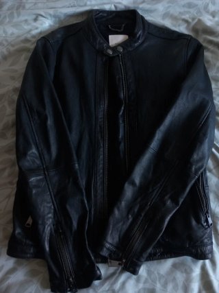 Chaqueta cuero Mango negra