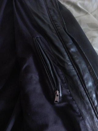 Chaqueta cuero Mango negra