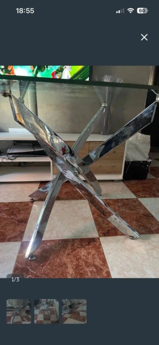 Mesa de centro cristal y metal