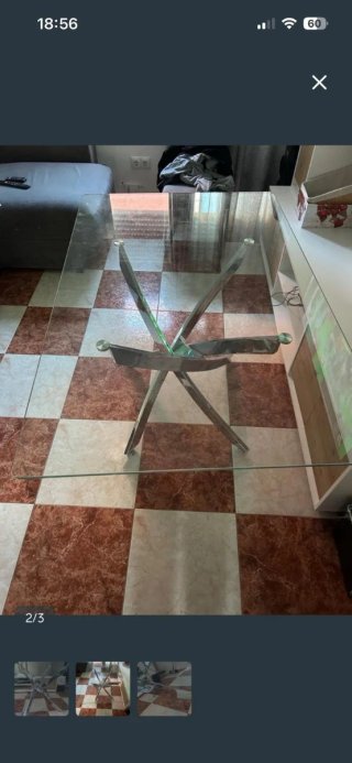 Mesa de centro cristal y metal