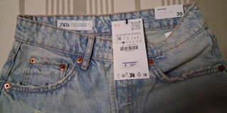 "Shorts vaqueros Zara tiro alto/High Rise,T.36".
