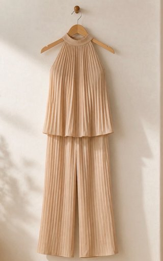 Conjunto Top y Pantalón Plisado Beige