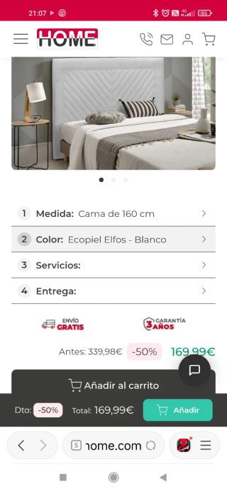 Cabecero blanco polipiel