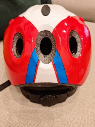 Casco de bici para niño rojo y blanco