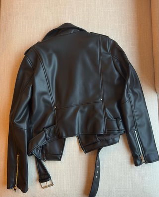 Chaqueta Biker Zara Negra Piel Sintética