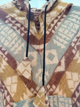 Poncho estampado de algodón talla única