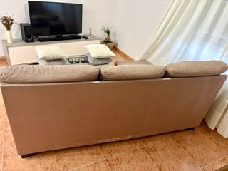 Sofá chaise longue beige tela