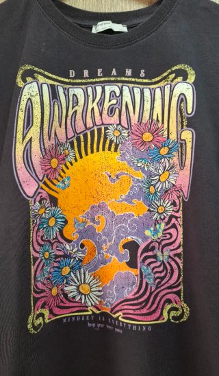 Camiseta Bershka Mística Estampada Gris M