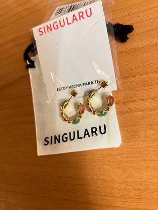 Pendientes Aro Multicolor Piedras Dorados