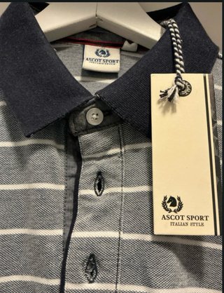 Polo Ascot Sport 100% Algodón Rayas Grises