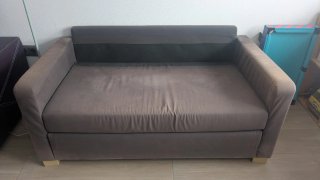 Sofá Cama Ikea Beige/Gris Tela