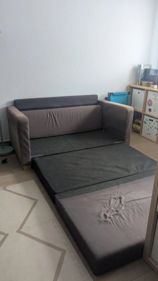 Sofá Cama Ikea Beige/Gris Tela