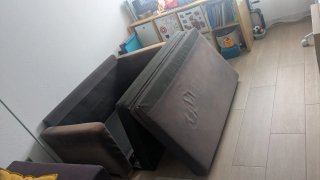 Sofá Cama Ikea Beige/Gris Tela