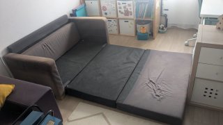 Sofá Cama Ikea Beige/Gris Tela