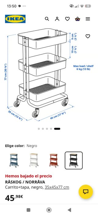 CARRITO NEGRO RASKOG + TAPA DE BAMBÚ NOVARRA