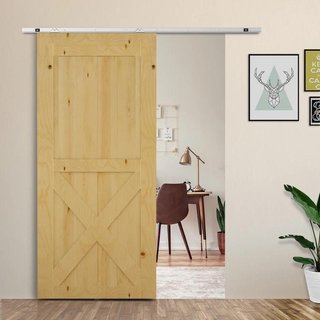 Kit Herraje Puerta Corredera Madera con Riel 186cm