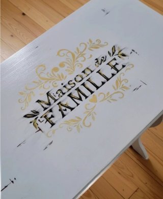 Mesa/Mesita de madera maciza blanco envejecido