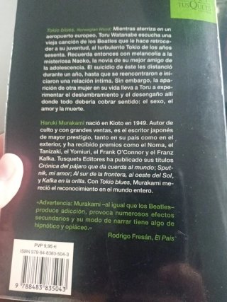 Libro Tokio blues de Haruki Murakami.