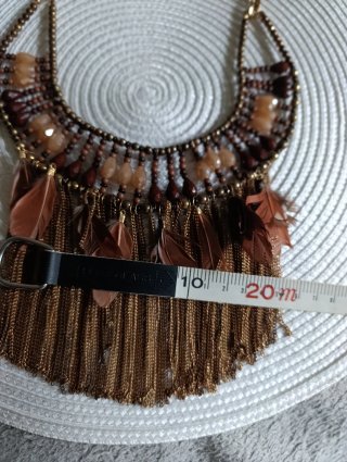 Collar babero boho flecos plumas vintage
