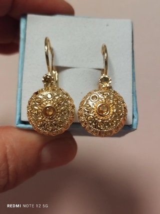 Pendientes Vintage Piedra Champagne Chapado Oro