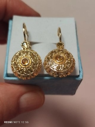 Pendientes Vintage Piedra Champagne Chapado Oro