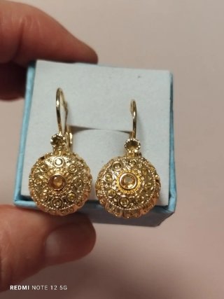 Pendientes Vintage Piedra Champagne Chapado Oro