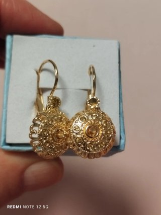 Pendientes Vintage Piedra Champagne Chapado Oro